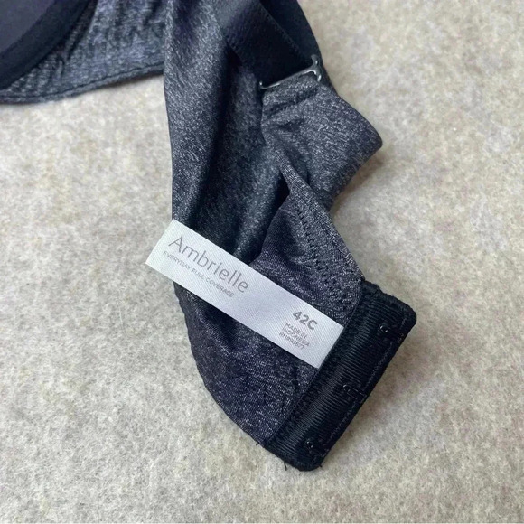 Ambrielle Everyday Full Coverage Dark Gray Bra Womens size 42C - Picture 6 of 14